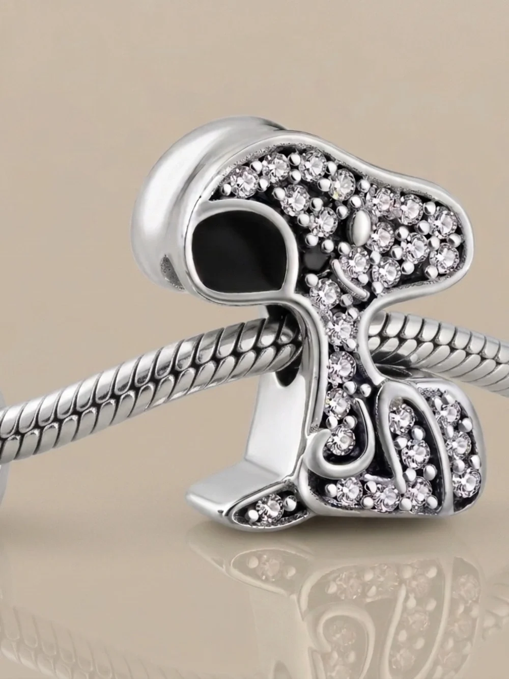 Sterling Silver Crystal Dog Charm for Women